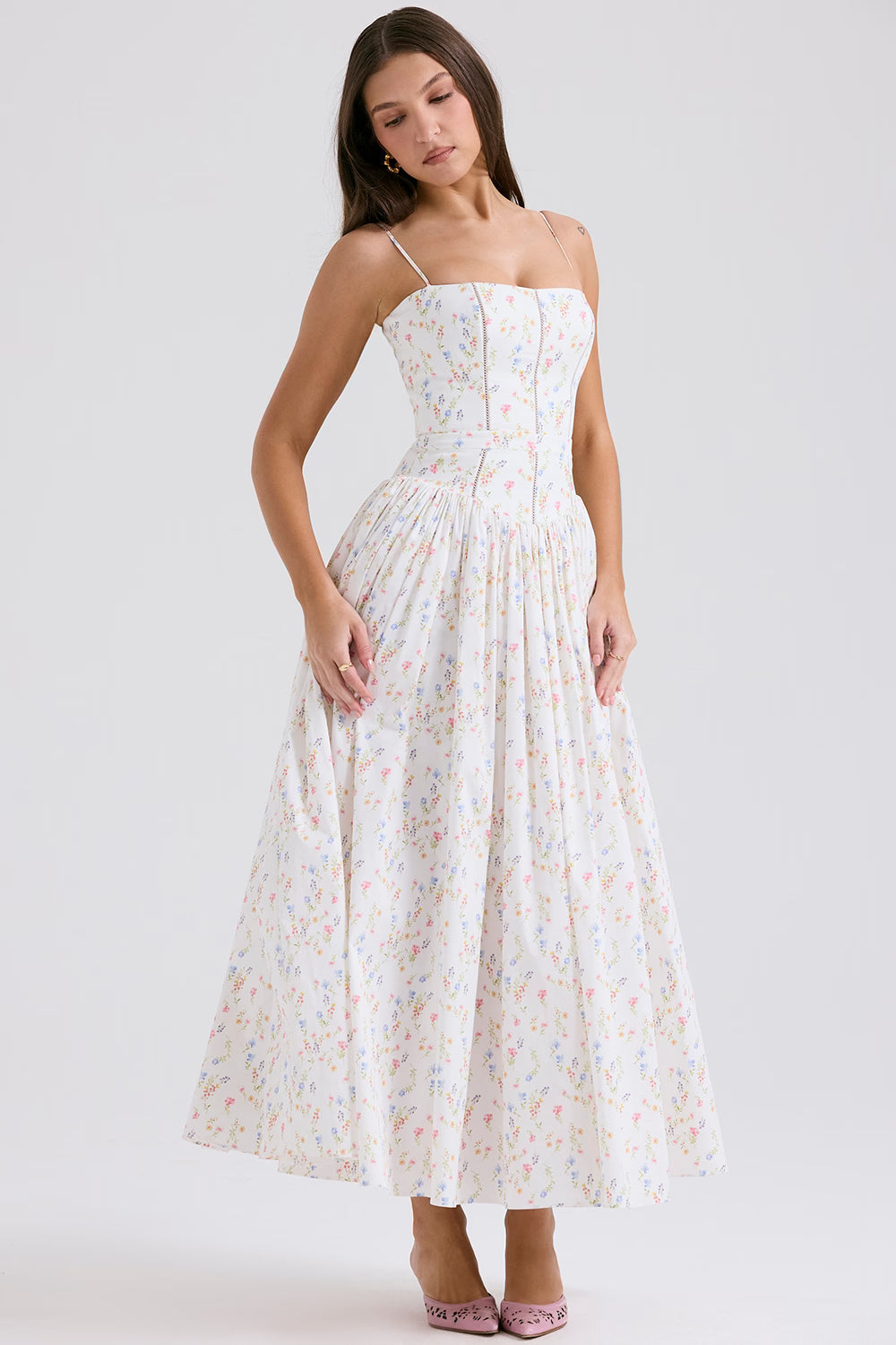Posy print cotton maxi sundress