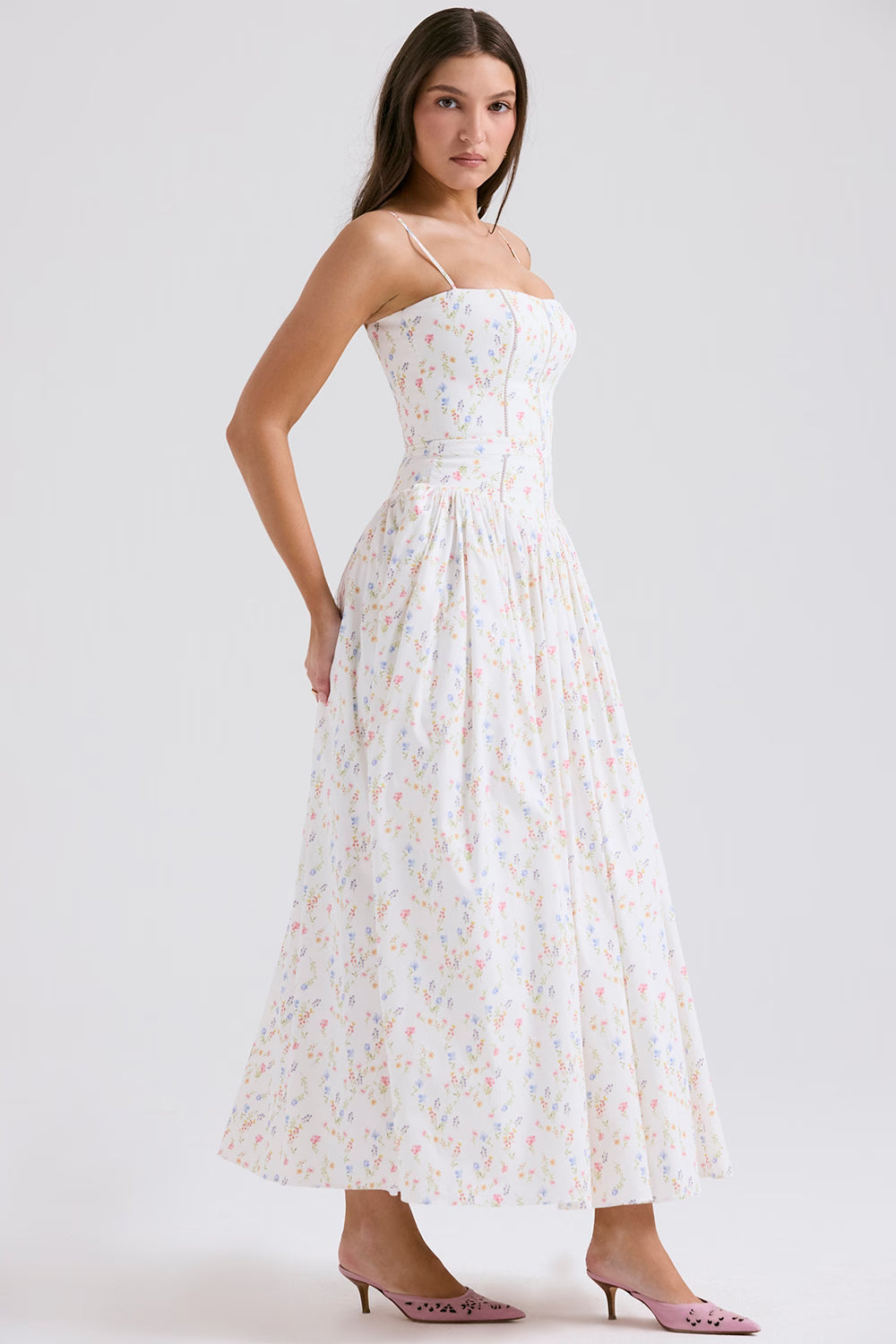 Posy print cotton maxi sundress