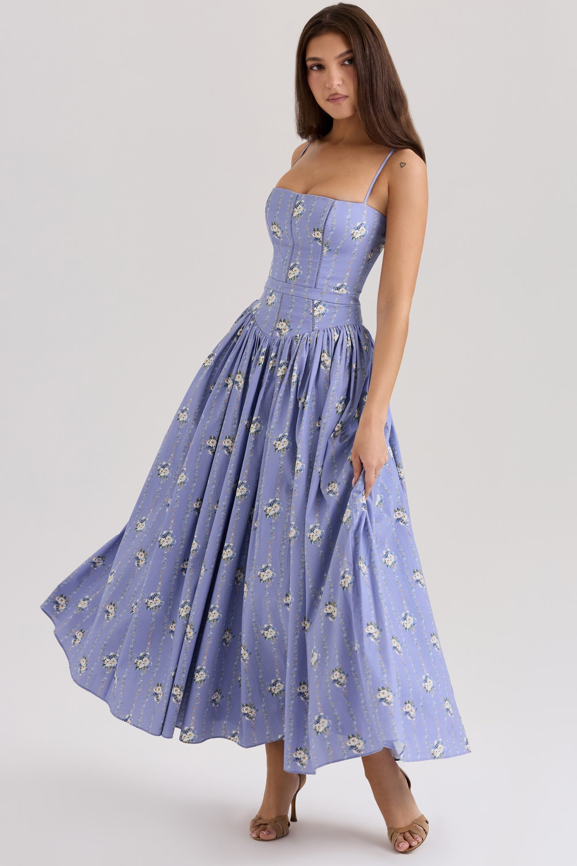 Posy print cotton maxi sundress