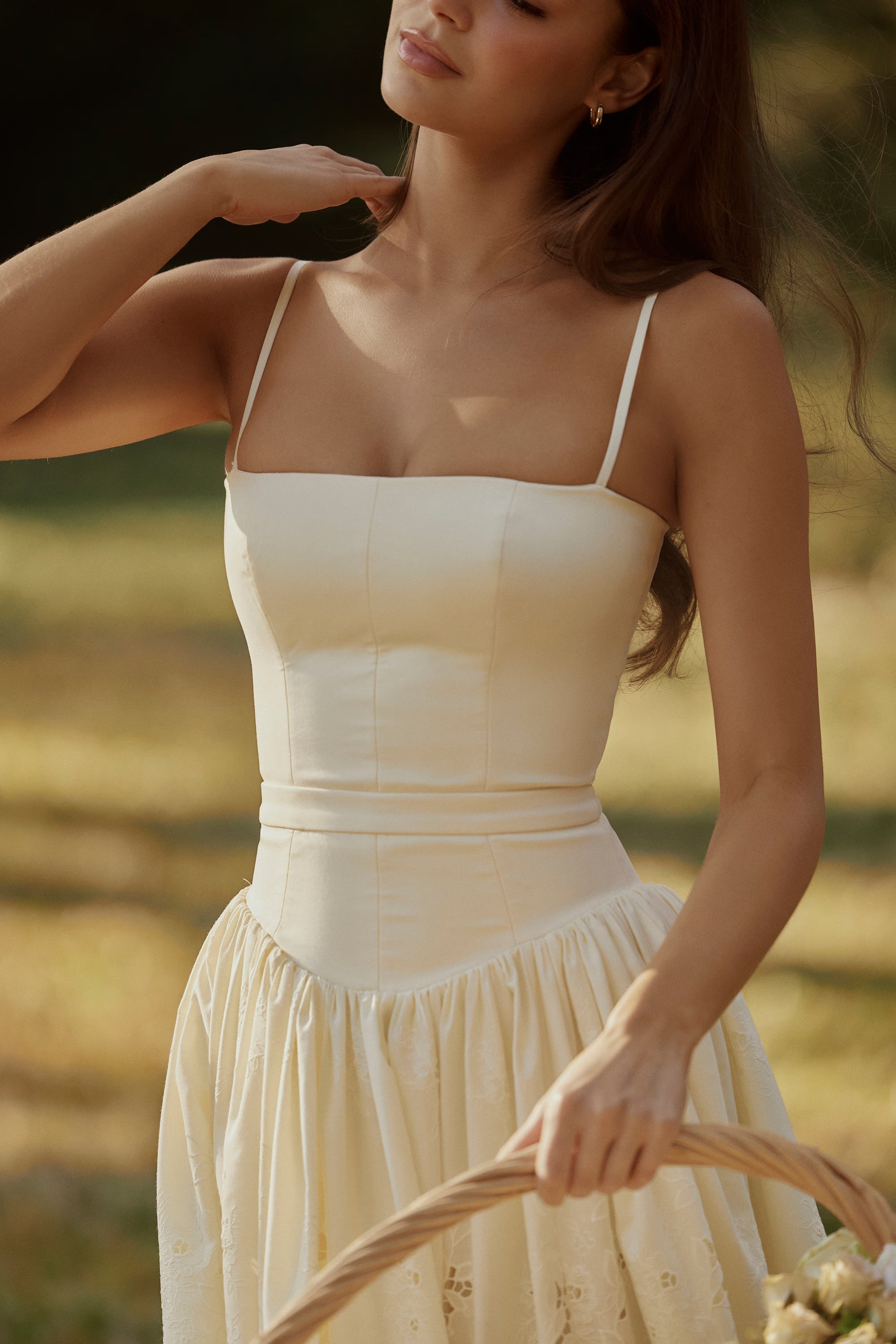 Lemon custom lace broderie anglaise midi dress