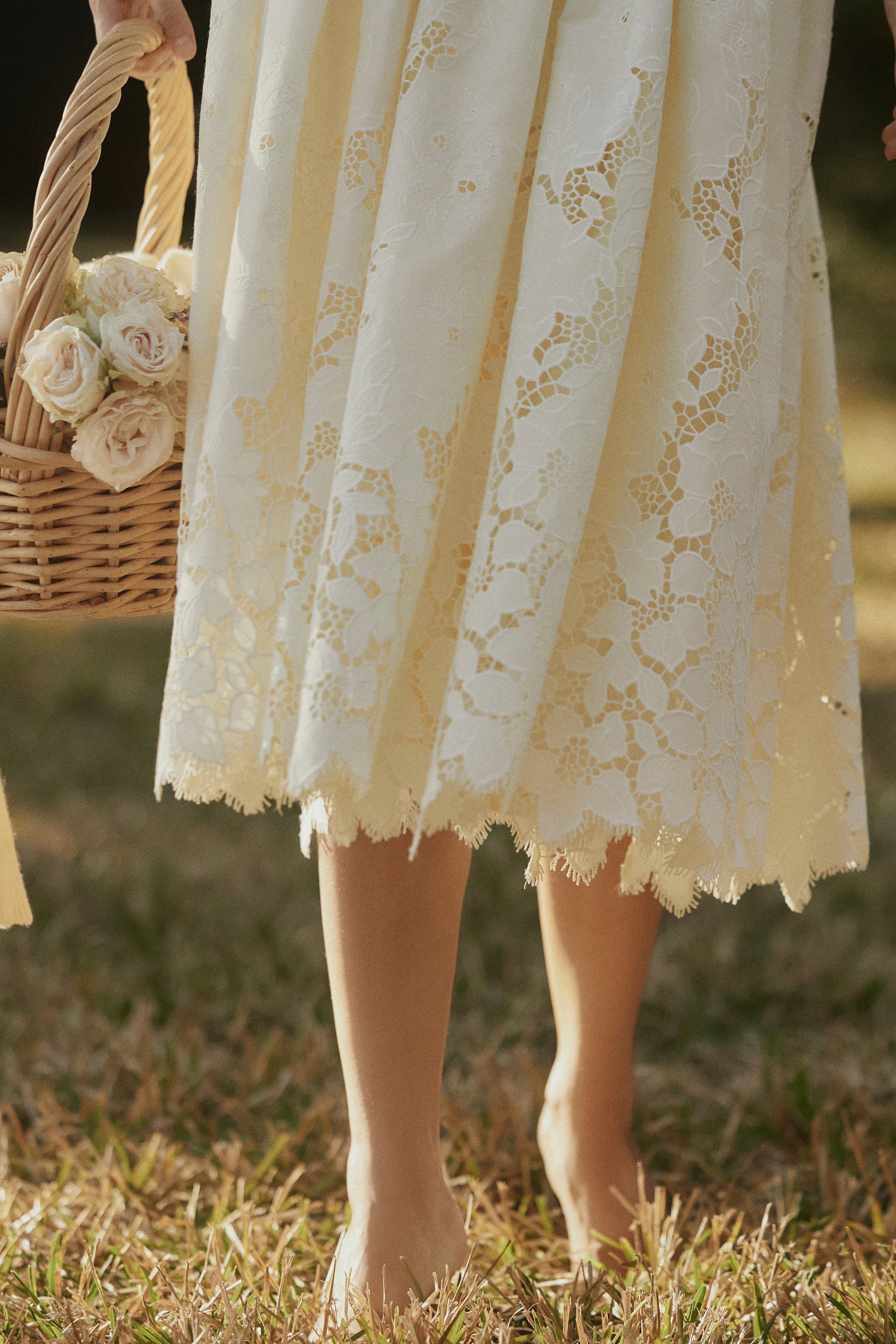 Lemon custom lace broderie anglaise midi dress